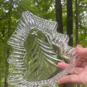 Christmas Candy Dish Studio Nova by Mikasa Crystal Bowl Glass Tree Magic 7 1/2 Inches 1970&#39;s Vintage