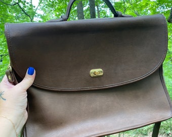 Tan Leather Briefcase Computer Bag Unbranded Shoulder Bag Vintage Style