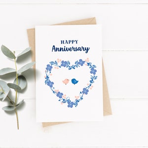Happy Anniversary Love Birds Digital Printable Card, Printable Card ...