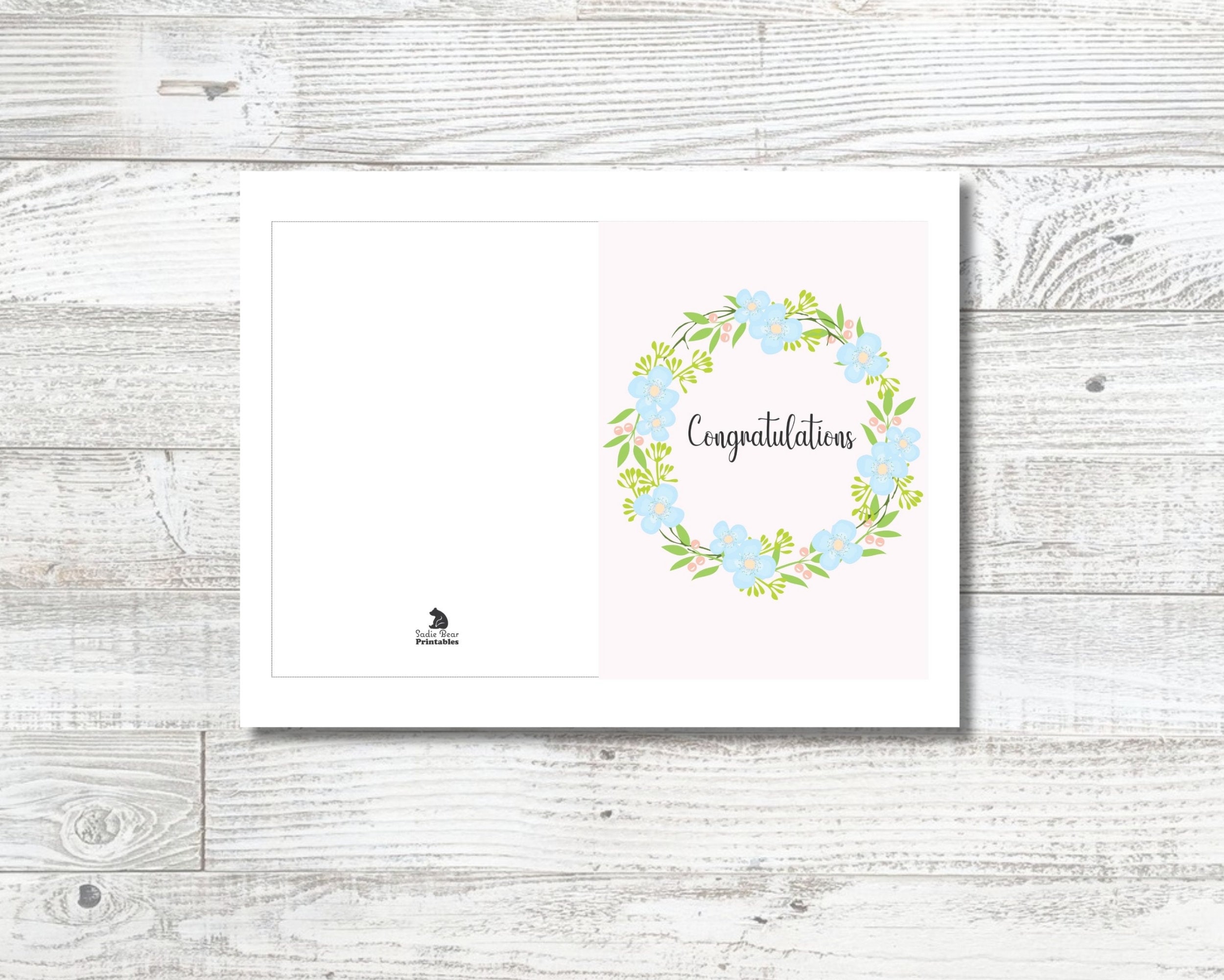 Congratulations Floral Card, Digital Printable Card, Printable Card ...