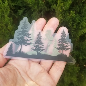 Forest Trees Silhouette Vinyl Sticker | Nature Lover | Outdoors Sticker | Waterproof Sticker | Pine Trees Sticker | Fir Trees Sticker
