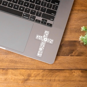 Floral Cross Clear Sticker | Christian Decal | Religious Sticker | Journal Sticker | Floral Sticker for Laptop | Bottle | Phone