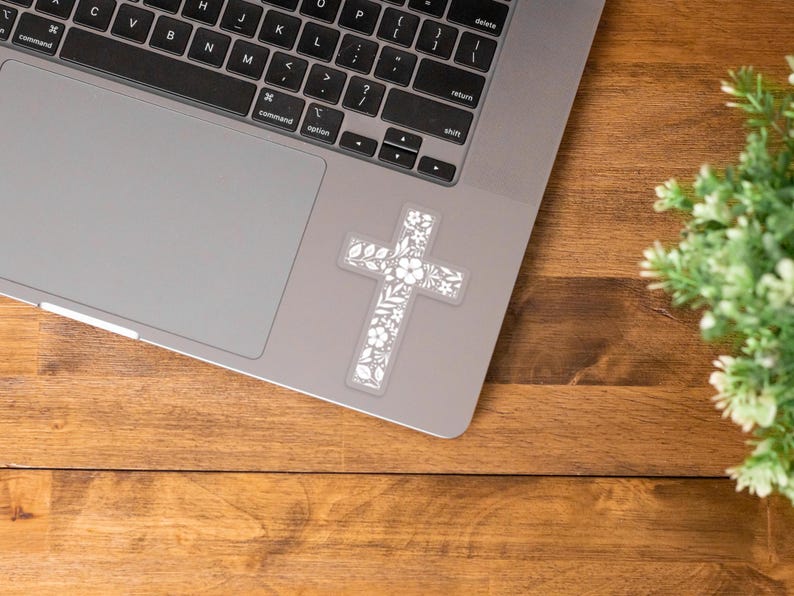 Floral Cross Clear Sticker | Christian Decal | Religious Sticker | Journal Sticker | Floral Sticker for Laptop | Bottle | Phone