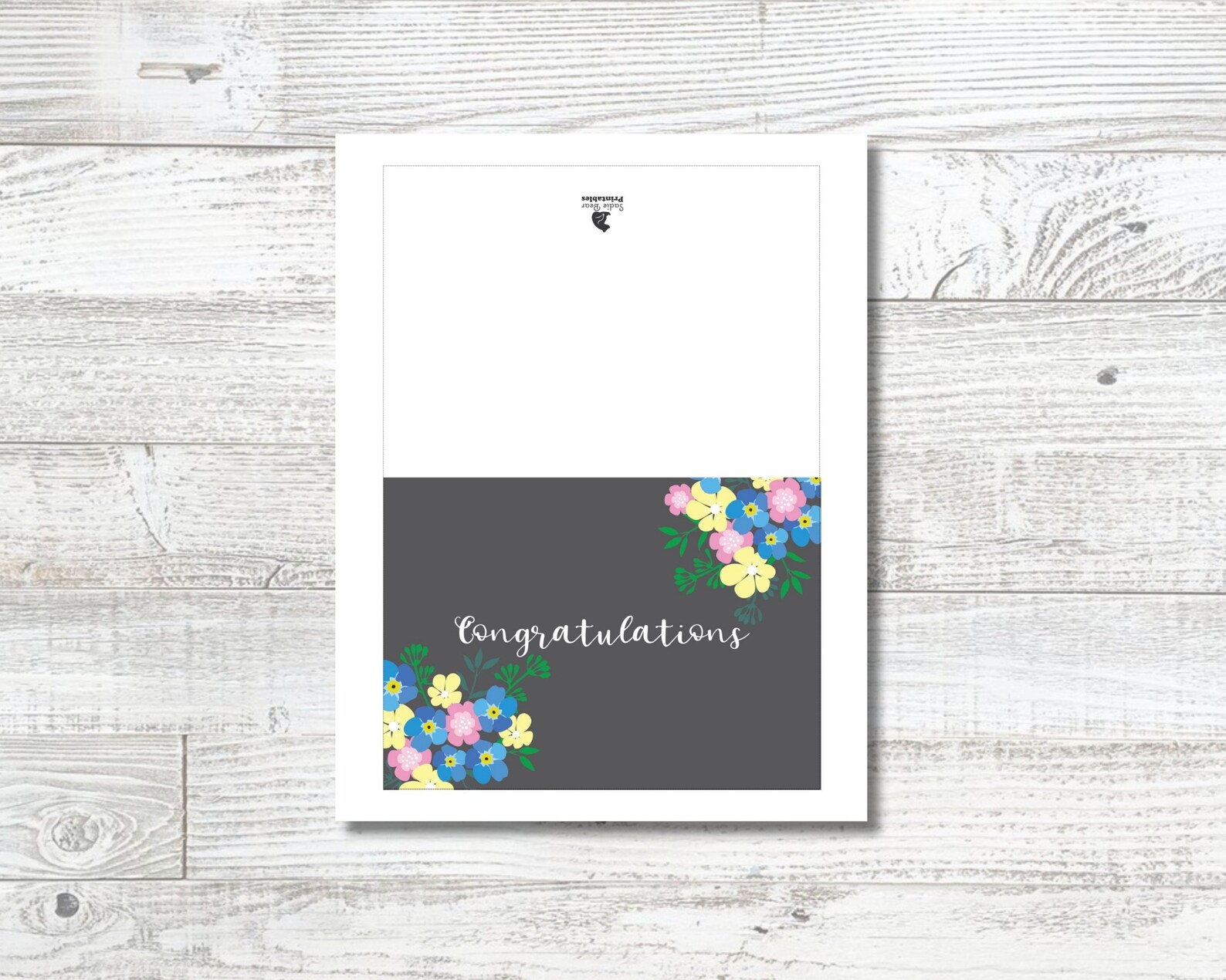 Congratulations Floral Card, Digital Printable Card, Printable Card ...