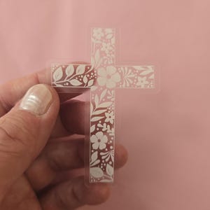 Floral Cross Clear Sticker | Christian Decal | Religious Sticker | Journal Sticker | Floral Sticker for Laptop | Bottle | Phone