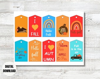 Fall Gift Tags Printable, Fall Favor Tags, Autumn Gift Tags, Gift Tags, Fall, Autumn Goodie Bags Tags, Happy Fall Gift Tags
