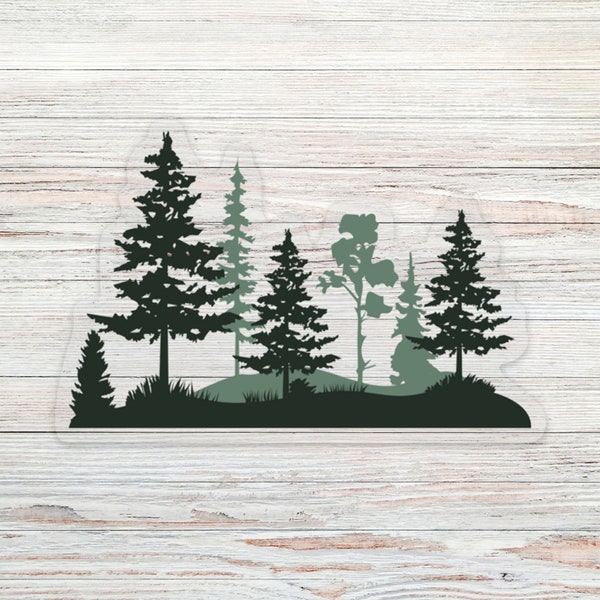 Forest Trees Silhouette Clear Vinyl Sticker | Nature Lover | Outdoors Sticker | Waterproof Sticker | Pine Trees Sticker | Fir Trees Sticker