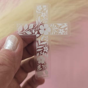 Floral Cross Clear Sticker | Christian Decal | Religious Sticker | Journal Sticker | Floral Sticker for Laptop | Bottle | Phone