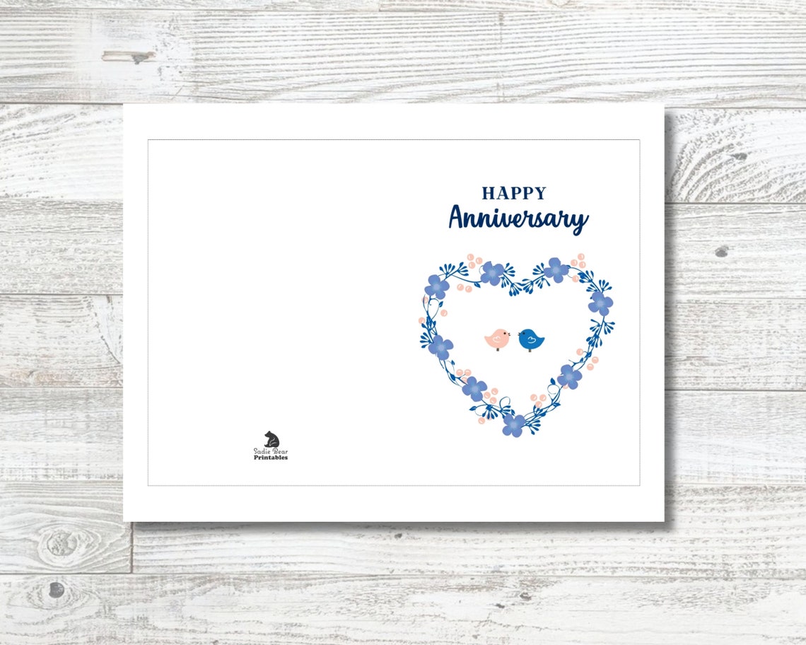 Happy Anniversary Love Birds Digital Printable Card, Printable Card ...