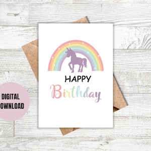 Happy Birthday Digital Printable Card, Printable Card, Digital Download Card, Digital Birthday Card, Printable Birthday Cards
