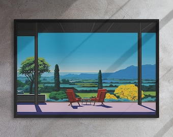 Luxury Summer Escape, City Pop Aesthetic, Scenic View Canvas
