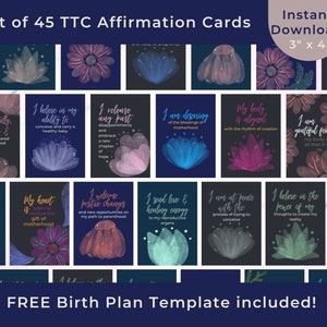 Tarjetas de afirmación TTC, TTC imprimible, 45 tarjetas de afirmación, viaje TTC, tratando de concebir un regalo, tarjetas de afirmación de fertilización in vitro