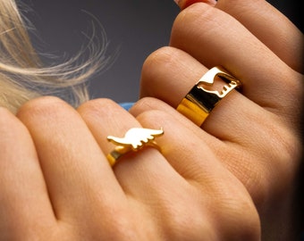 Gold Filled Versprechen Ring Set für Sie, Minimalistische Stapelbare Paar Ringe mit Pinky und Statement Ringen, Personalisiertes Geschenk für den besten Freund