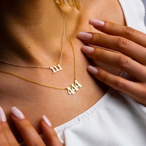 Gold Filled 222 444 and 888 Angel Number Necklace: Dainty Personalized Gifts for Her, Handmade Summer Jewelry with Gold Number Necklaces