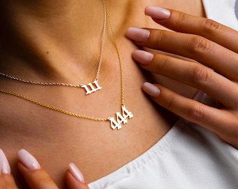 Gold Filled 222 444 and 888 Angel Number Necklace: Dainty Personalized Gifts for Her, Handmade Summer Jewelry with Gold Number Necklaces