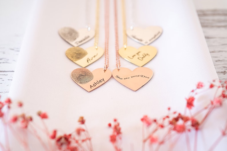 Personalized Fingerprint and Handwriting Necklace, Memorial Thumbprint Jewelry for Remembrance, In Memory of Dad Footprint Gift for Her image 5