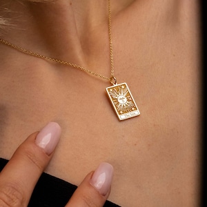 Gold Tarot Card Necklace: Personalized Tarot Pendant Jewelry, Tarot Card Charm Gift for Her, Customized Gold Tarot Necklace image 1