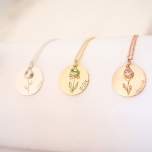 Birth Flower Jewelry: Personalized Gold and Rose Gold Birth Month Necklace, Dainty Floral Gift for Her, Birthday Bridesmaid Present image 7