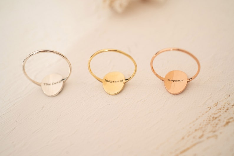 Personalized Tarot Card Jewelry Gold Filled Ring, Zodiac Sun and Moon Pinky Statement Rings, Minimalist Gift for Her image 7