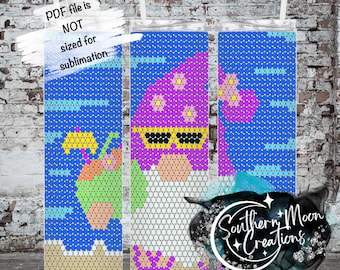 Beach Gnome 5MM/ SS20 Rhinestone Tumbler Template