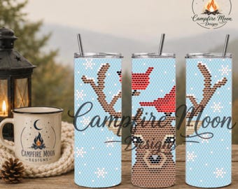 Winter Deer 4MM/ SS16 Rhinestone Tumbler Template