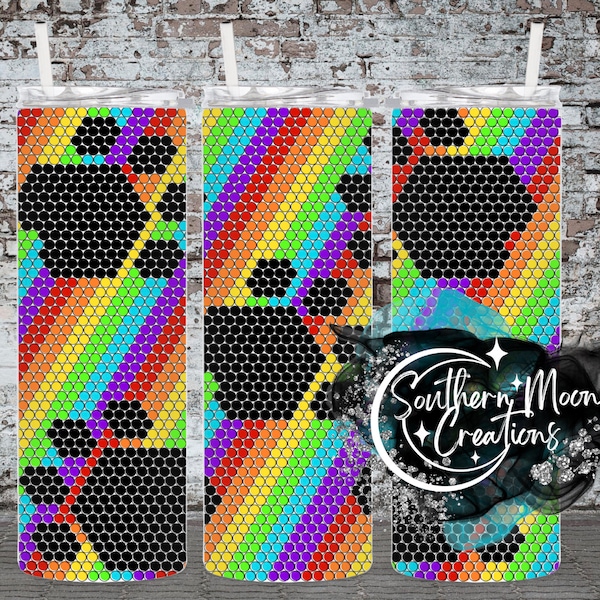 Rainbow Bridge Paw Print 5MM/ SS20 Rhinestone Tumbler Template