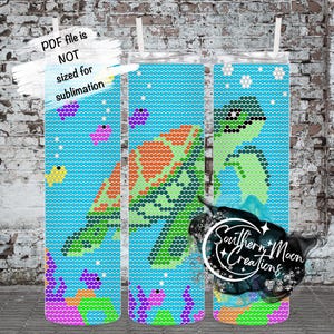 Sea Turtle 4MM/ SS16 Rhinestone Tumbler Templates