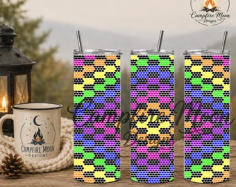 Neon Checker 4MM/ SS16 Rhinestone Tumbler Template