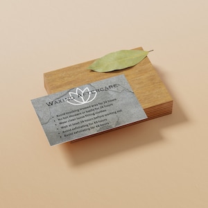 Waxing aftercare business cards, esthetician business, appointment card, waxing tips, custom business cards