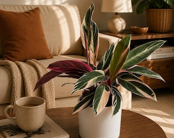 Stromanthe Triostar Plant – Pink Variegated Tropical Pet Safe Houseplant