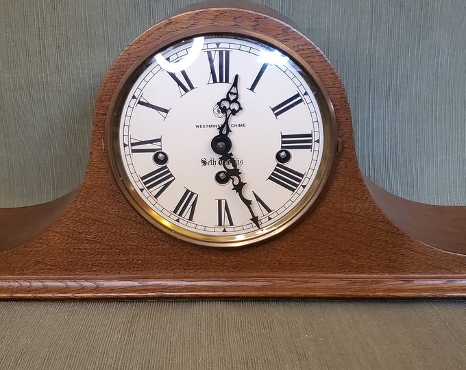 Vintage Seth Thomas Woodbury 8day Mantel Tambour Clock 1318 WORKS
