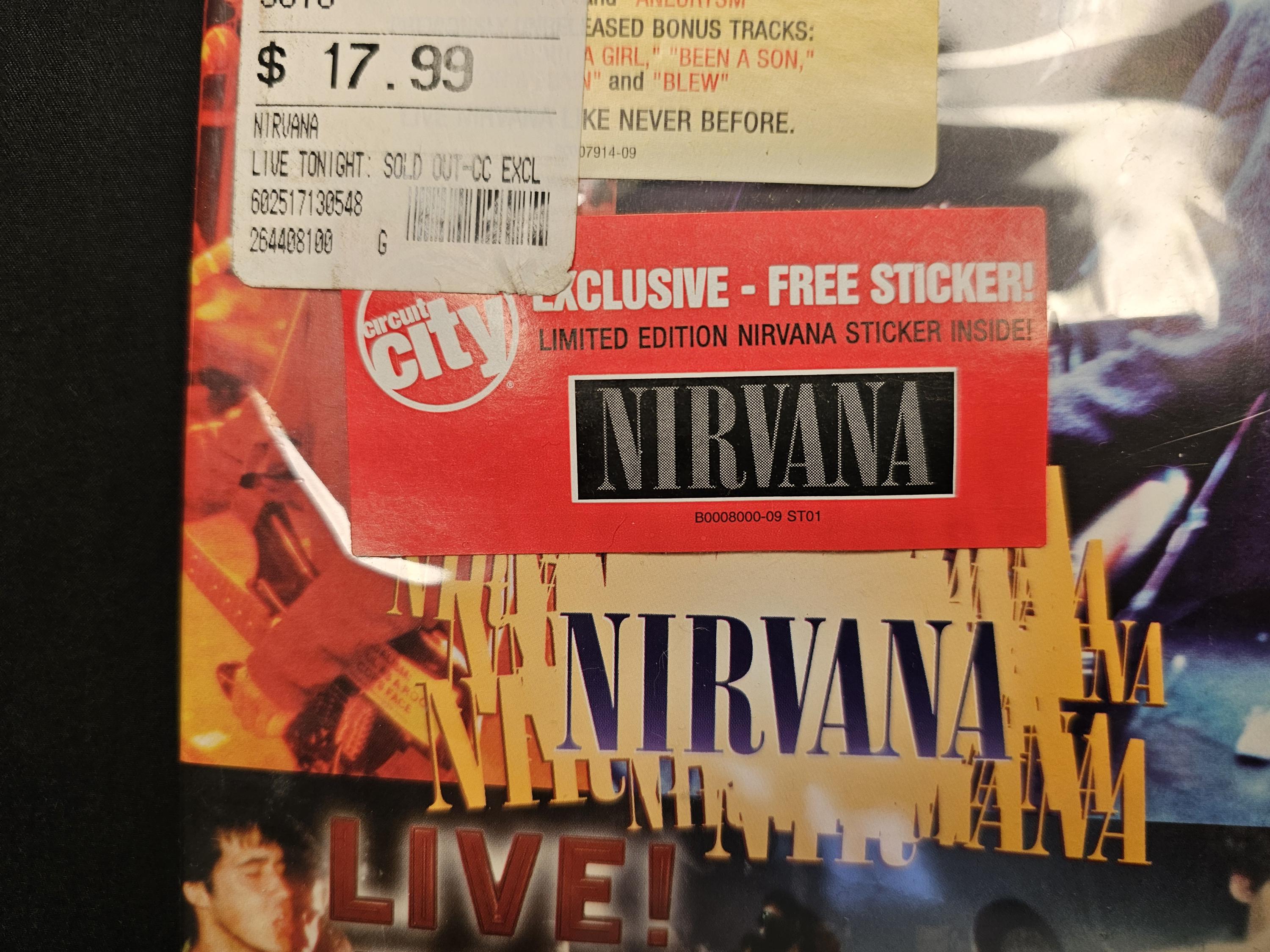 Nirvana Live! Tonight! Sold Out!! DVD – Factory Sealed Circuit