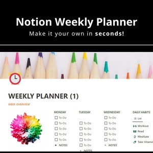 Notion Template, Notion Template 2023, Notion Weekly Planner, Notion Student Planner, Notion Organize Template, Weekly Planner Vorlage
