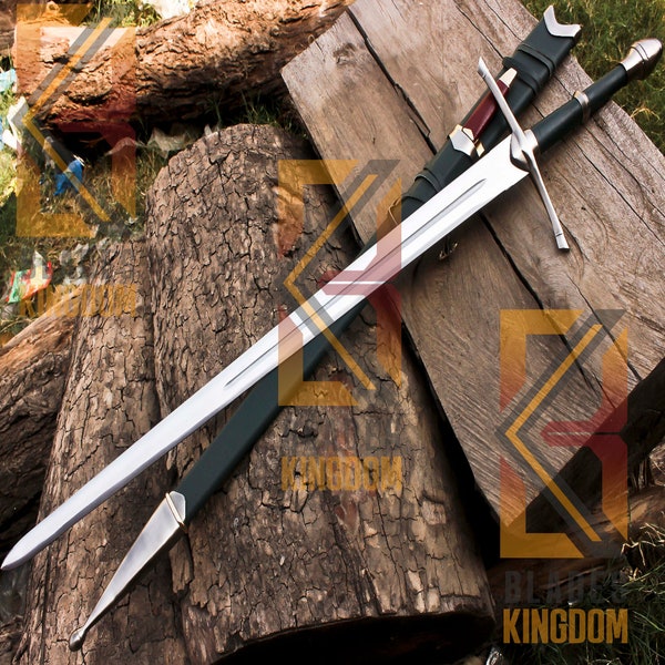 Handmade Aragorn Strider Ranger Sword With Knife Green Edition Lord of Rings Replica Movies Sword