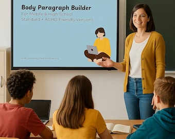 Body Paragraph Writing Practice | Homeschool & Classroom ELA Worksheet | Scaffolded Essay Writing Organizer | Printable PDF