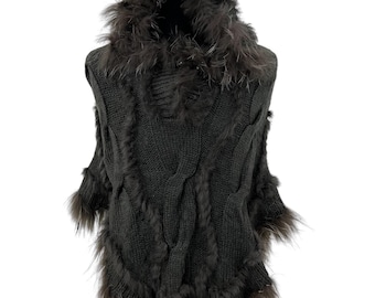 Vintage Japanese Brand Wrap Shoulder Knit Fur Rare Hoodies