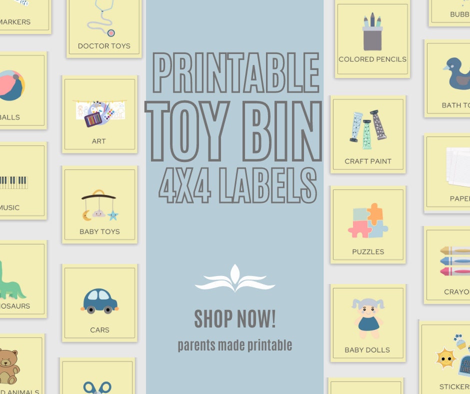 Printable Toy Bin Storage Labels for Minimalist Playroom - Etsy