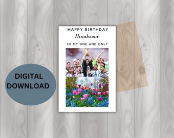 Tarjeta de felicitación de feliz cumpleaños con descarga digital instantánea de Lionel Messi
