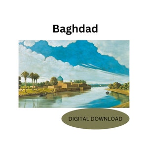 Iraq Baghdad River Artwork, Famous Arab Art ,PDF Instant Digital Download