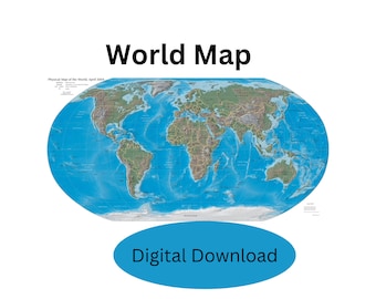 World Map Wall Art Instant PDF Instant Digital Download