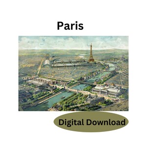 Paris  Eiffel Tower Wall Art,  French Art ,Paris Cityscape, Famous Framed Artwork, Fine Art,  Instant Digital Download