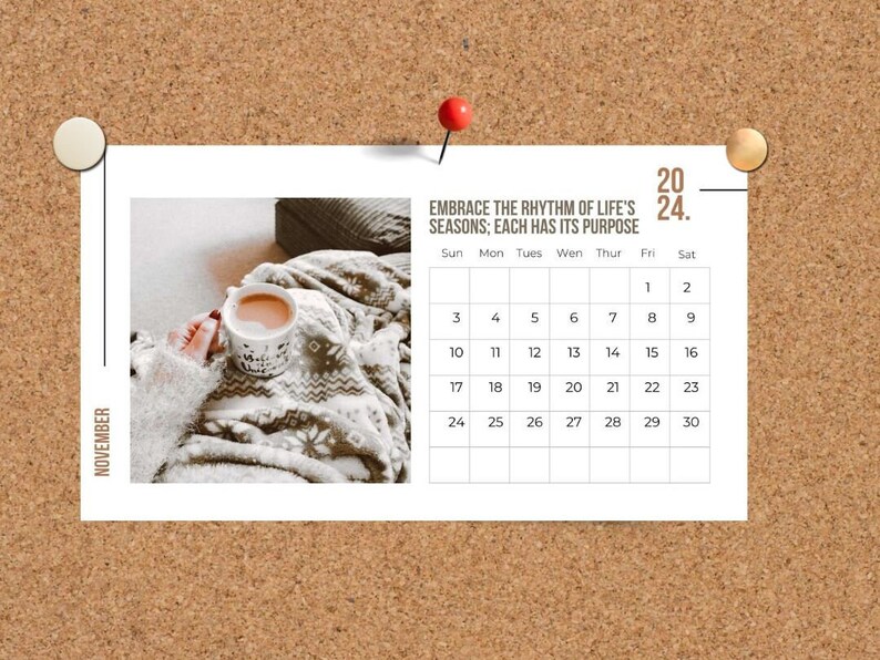 Monthly 2024 Calendar Calendar With Sayings and Etsy