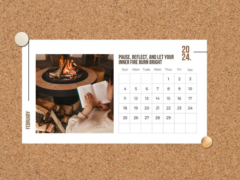 Monthly 2024 Calendar Calendar With Sayings and Etsy