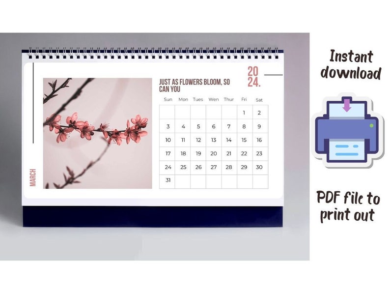 Monthly 2024 Calendar Calendar With Sayings and Etsy
