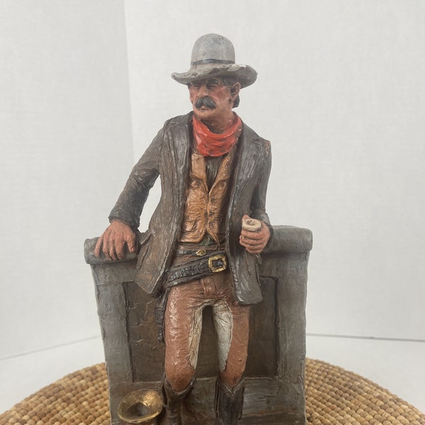 Michael Garman 1985 Maverick Cowboy Figure Statue Signed By Artist #415S Hand Painted, Made in USA Colorado, FREE SHIPPING