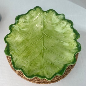 RARE Vintage Vietri Large Italian Leaf Bowl, Crafted in Italy, Stamped 9631/35, Hard-to-Find Vietri Piece, FREE SHIPPING
