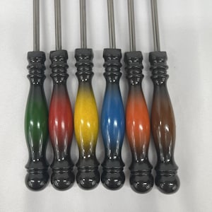Set of Six WMF Stainless Steel Fondue Forks Vintage Colorful Handles MCM Retro Mid Century Modern Party Supplies Accessories, Free Shipping