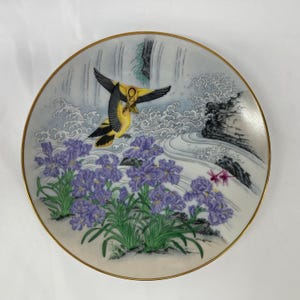 Vintage 1981 Japan FP Franklin Porcelain Plate Birds and Flowers Plate Set Asian Japanese Franklin Mint Archives Collector Plate, Free Ship