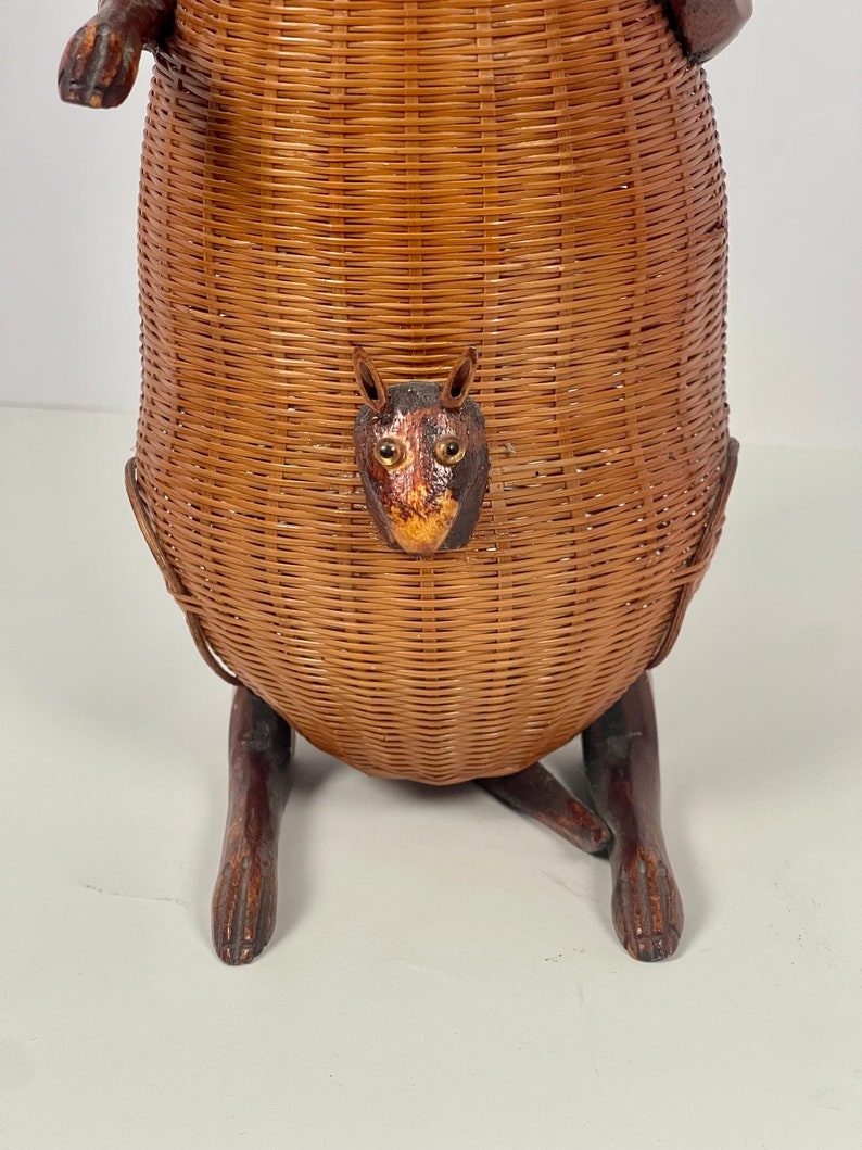 Vintage RARE Handmade Wicker Kangaroo Basket Chinese Shanghai Etsy