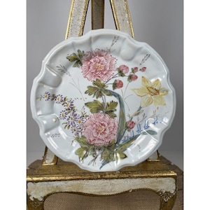 Vintage Italian Venetian Earthenware Plate Nove Di Bassano Floral Blue Asterisk